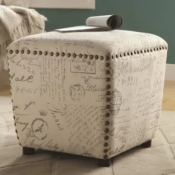 Coaster 501108 Ottomans Upholstered Ottoman With Nailhead Trim In Grey