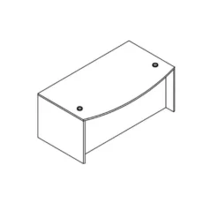 PL187 66" BOW FRONT DESK SHELL- NEWPORT GRAY