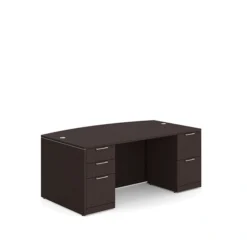 PL189 71" BOW FRONT DESK SHELL- ESPRESSO
