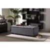 Baxton Studio BBT3101-OTTO-Dark Grey-H1217-20 Roanoke Dark Grey Fabric Upholstered Grid-Tufting Storage Ottoman Bench
