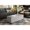 Baxton Studio BBT3101-OTTO-Greyish Beige-H1217-14 Roanoke Grayish Beige Fabric Upholstered Grid-Tufting Storage Ottoman Bench
