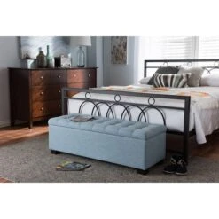 Baxton Studio BBT3101-OTTO-Light Blue-H1217-21 Roanoke Light Blue Fabric Upholstered Grid-Tufting Storage Ottoman Bench