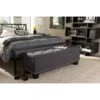 Baxton Studio BBT3136-OTTO-Dark Grey-H1217-20 Hannah Dark Grey Fabric Upholstered Button-Tufting Storage Ottoman Bench