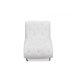 Baxton Studio BBT5187-White-Chaise Pease Contemporary Tufted Chaise Lounge