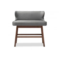 Baxton Studio BBT5218-Grey Bench Gradisca Button-tufted Upholstered Bar Bench Banquette
