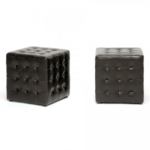 Baxton Studio BH-5589-DARK BROWN-OTTO Siskal Modern Cube Ottoman Set Of 2 1 Baxton Studio BH-5589-DARK BROWN-OTTO Siskal Modern Cube Ottoman Set Of 2