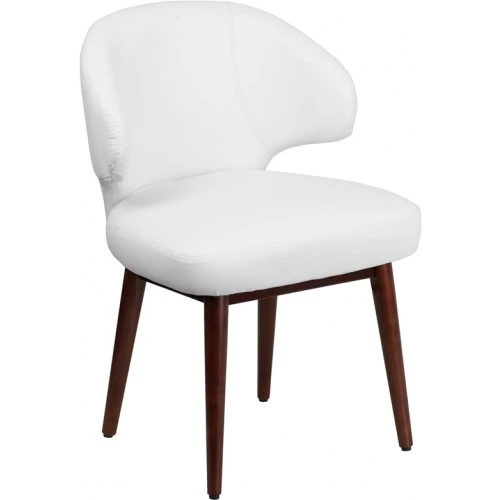 Flash Furniture BT-2-WH-GG Leather Lounge Chair In Walnut White 1 Flash Furniture BT-2-WH-GG Leather Lounge Chair In Walnut White