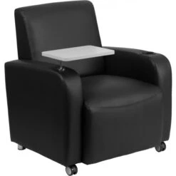Flash Furniture BT-8217-BK-CS-GG Black Leather Guest Chair With Tablet Arm