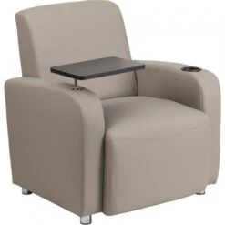 Flash Furniture BT-8217-GV-GG Gray Leather Guest Chair With Tablet Arm