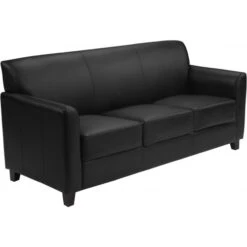 Flash Furniture HERCULES Diplomat Series Black Leather Sofa BT-827-3-BK-GG
