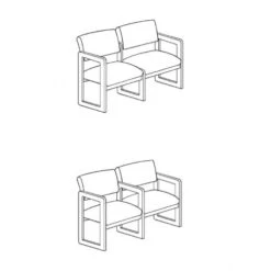Lesro Classic C2101G3 Two Seater, With Center Arms Or 2 Seat Sofa, Sled Base