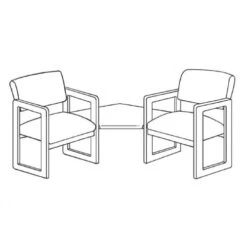 Lesro Classic C2121G3 Two Armed Chairs With Connecting Corner Table, Sled Base