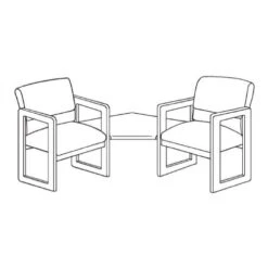 Lesro Classic C2221G3 Two Armed Chair With Connecting Corner Table, Sled Base