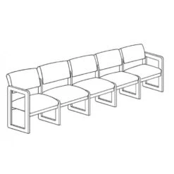 Lesro Classic C5101G3 Five Seater, With Center Arms Or 5 Seat Sofa, Sled Base