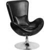 Flash Furniture Leather Egg Series Reception-Lounge-Side Chair In Black