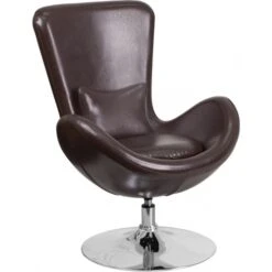 Flash Furniture Leather Egg Series Reception-Lounge-Side Chair In Brown