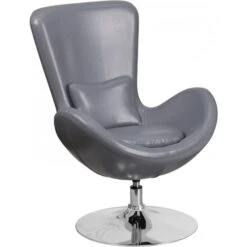 Flash Furniture Leather Egg Series Reception-Lounge-Side Chair In Gray
