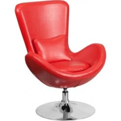 Flash Furniture Leather Egg Series Reception-Lounge-Side Chair In Red