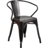 Flash Furniture CH-31270-BQ-GG Antique Metal Chair With Arms In Black