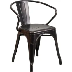 Flash Furniture CH-31270-BQ-GG Antique Metal Chair With Arms In Black