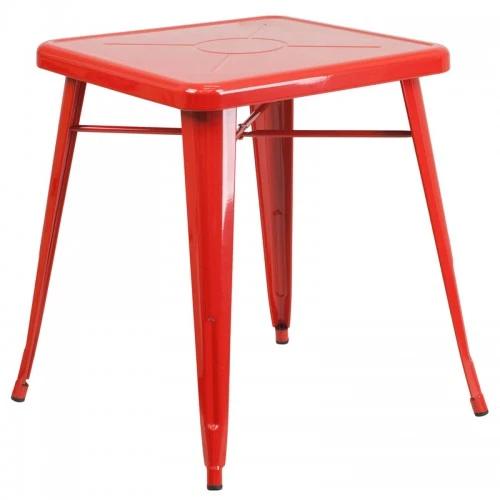 Flash Furniture CH-31330-29-RED-GG Square Metal Table In Red 1 Flash Furniture CH-31330-29-RED-GG Square Metal Table In Red