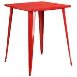 Flash Furniture CH-51040-40-RED-GG 31.5" Square Bar Height Red Metal Indoor-Outdoor Table