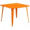 Flash Furniture CH-51050-29-OR-GG 35.5" Square Orange Metal Indoor-Outdoor Table