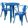 Flash Furniture CH-51080TH-2-18ARM-BL-GG 24" Round Metal Table Set With Arm Chairs In Blue