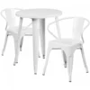 Flash Furniture CH-51080TH-2-18ARM-WH-GG 24" Round Metal Table Set With Arm Chairs In White