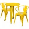 Flash Furniture CH-51080TH-2-18ARM-YL-GG 24" Round Metal Table Set With Arm Chairs In Yellow