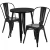 Flash Furniture CH-51080TH-2-18CAFE-BK-GG 24" Round Metal Table Set With Cafe Chairs In Black
