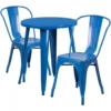 Flash Furniture CH-51080TH-2-18CAFE-BL-GG 24" Round Metal Table Set With Cafe Chairs In Blue