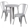 Flash Furniture CH-51080TH-2-18CAFE-SIL-GG 24" Round Metal Table Set With Cafe Chairs In Silver