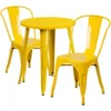 Flash Furniture CH-51080TH-2-18CAFE-YL-GG 24" Round Metal Table Set With Cafe Chairs In Yellow