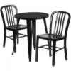 Flash Furniture CH-51080TH-2-18VRT-BK-GG 24" Round Metal Table Set With Back Chairs In Black