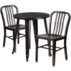 Flash Furniture CH-51080TH-2-18VRT-BQ-GG 24" Round Metal Table Set With Back Chairs In Antique