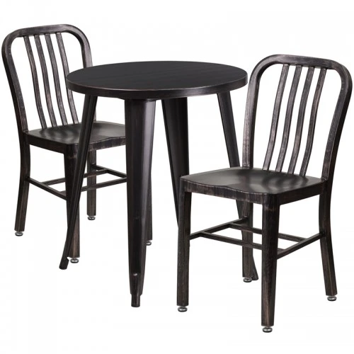 Flash Furniture CH-51080TH-2-18VRT-BQ-GG 24" Round Metal Table Set With Back Chairs In Antique 1 Flash Furniture CH-51080TH-2-18VRT-BQ-GG 24" Round Metal Table Set With Back Chairs In Antique
