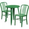 Flash Furniture CH-51080TH-2-18VRT-GN-GG 24" Round Metal Table Set With Back Chairs In Green