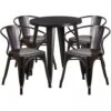 Flash Furniture CH-51080TH-4-18ARM-BQ-GG 24" Round Metal Table Set With Arm Chairs In Antique