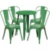 Flash Furniture CH-51080TH-4-18CAFE-GN-GG 24" Round Metal Table Set With Cafe Chairs In Green