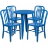 Flash Furniture CH-51080TH-4-18VRT-BL-GG 24" Round Metal Table Set With Back Chairs In Blue