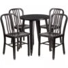 Flash Furniture CH-51080TH-4-18VRT-BQ-GG 24" Round Metal Table Set With Back Chairs In Antique