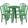 Flash Furniture CH-51080TH-4-18VRT-GN-GG 24" Round Metal Table Set With Back Chairs In Green