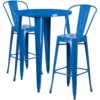 Flash Furniture CH-51090BH-2-30CAFE-BL-GG 30" Round Metal Bar Table Set With Cafe Barstools In Blue