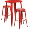 Flash Furniture CH-51090BH-2-30SQST-RED-GG 30" Round Bar Table Set In Red