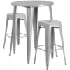 Flash Furniture CH-51090BH-2-30SQST-SIL-GG 30" Round Bar Table Set In Silver