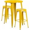 Flash Furniture CH-51090BH-2-30SQST-YL-GG 30" Round Bar Table Set In Yellow
