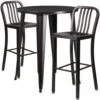 Flash Furniture CH-51090BH-2-30VRT-BQ-GG 30"Round Metal Bar Table Set In Antique