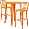Flash Furniture CH-51090BH-2-30VRT-OR-GG 30" Round Metal Bar Table Set In Orange