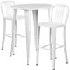 Flash Furniture CH-51090BH-2-30VRT-WH-GG 30" Round Metal Bar Table Set In White